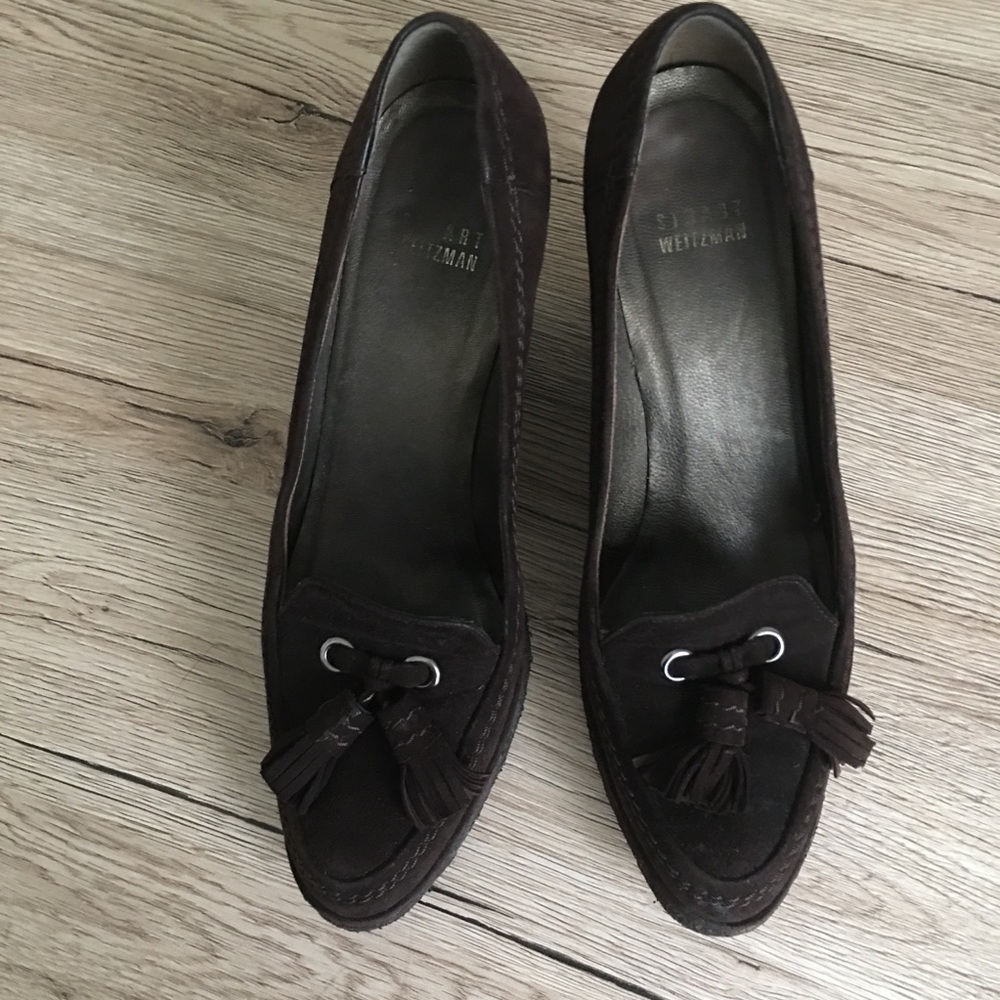 Stuart weitzman brown suede wedge shoes